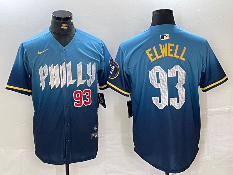 Men Philadelphia Phillies #93 Elwell Blue City Edition 2024 Nike MLB Jersey style 2